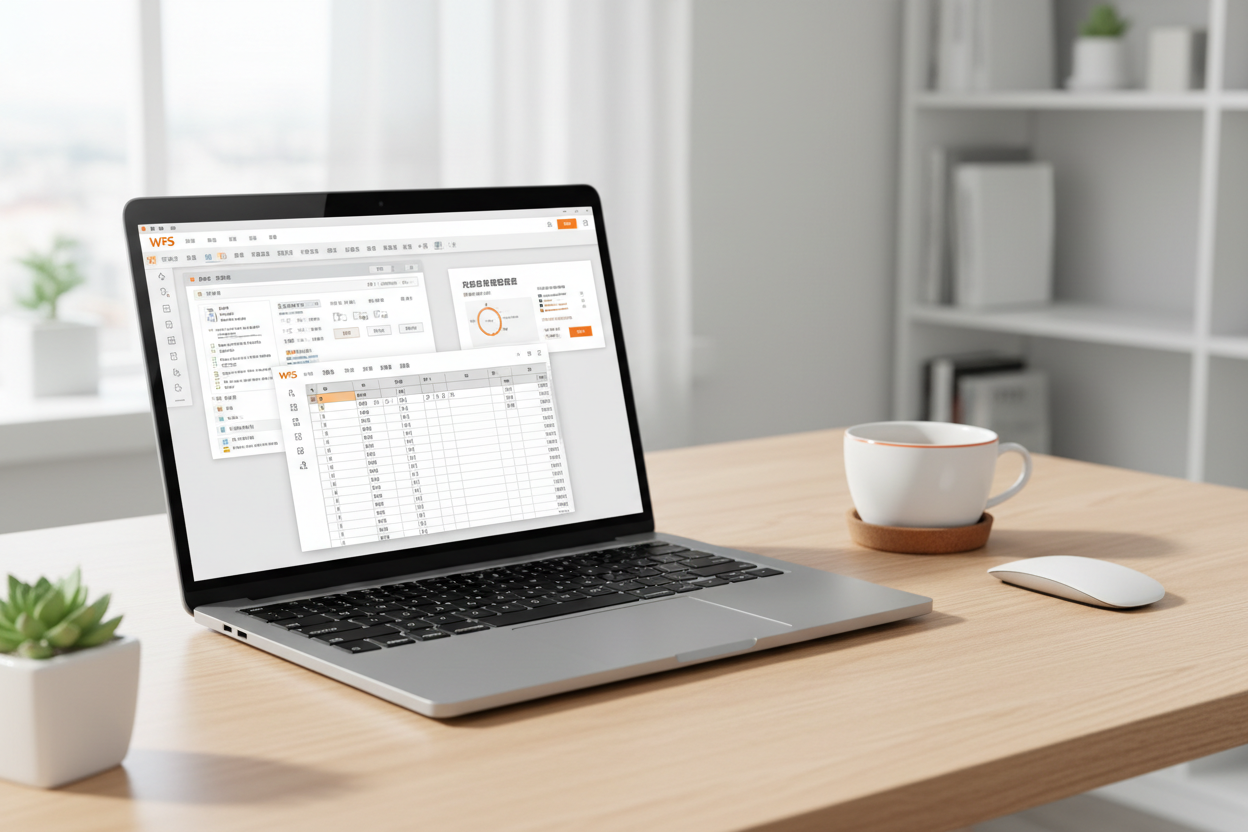 WPS Office 中文版在笔记本电脑上的界面展示